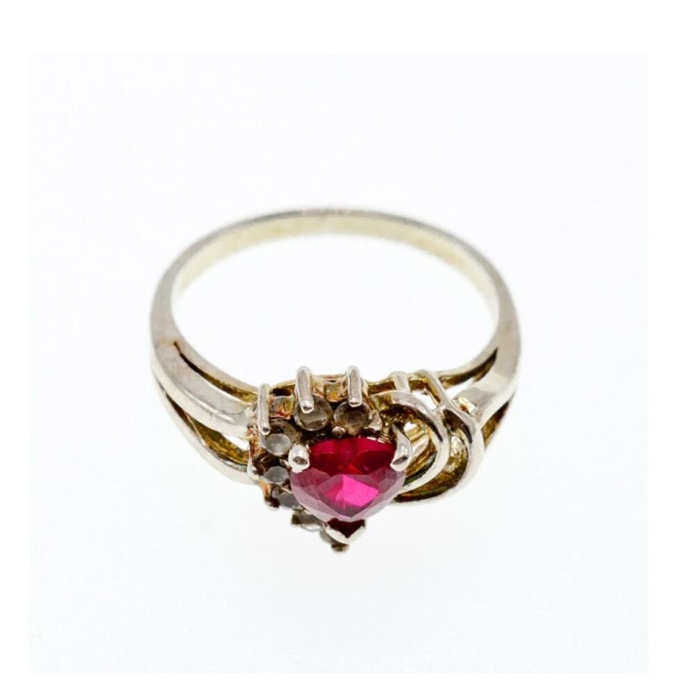 925 Sterling Silver Spinel "Heart" Ring Size 9 - Picture 6 of 12